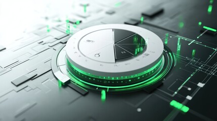 Poster - A futuristic control interface with glowing elements on a digital background.