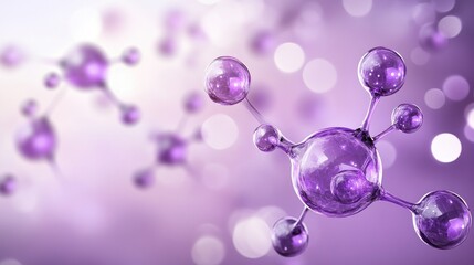 Fototapete - Abstract representation of molecules in purple hues, symbolizing science and innovation.