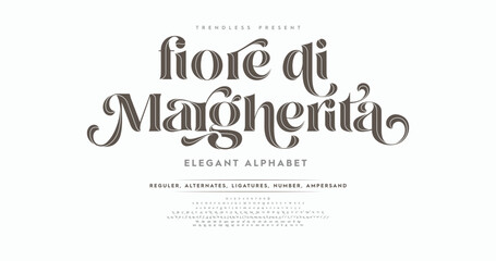 Poster - fiore di margherita: a refined inline serif font featuring uppercase letters and numbers. perfect fo