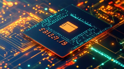Aufkleber - A close-up of a microchip surrounded by glowing circuitry, symbolizing technology and innovation.