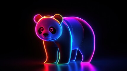Poster - A neon-lit panda bear figure, showcasing vibrant colors against a dark background.