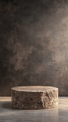 Poster - A stone pedestal is sitting on a concrete floor