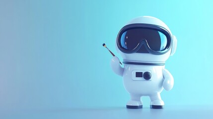 Aufkleber - A cute astronaut character holding a small tool against a gradient background.