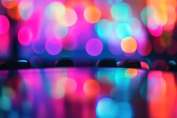 Aufkleber - Colorful bokeh lights creating a vibrant, festive atmosphere.