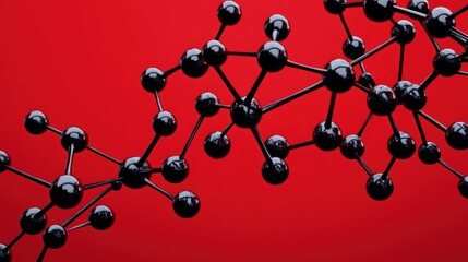 Poster - Abstract representation of molecular structures on a vibrant red background.