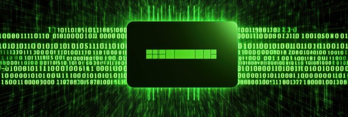 Aufkleber - A digital representation of binary code with a central green graphic element.