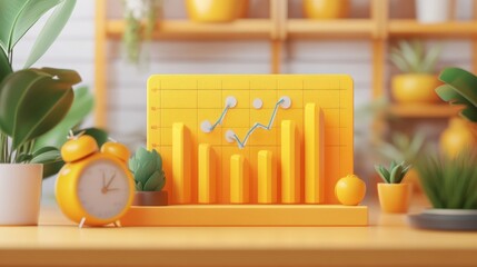 Poster - A vibrant 3D bar graph with a cheerful design, representing data analysis and growth.
