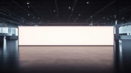 Poster - A minimalist exhibition space featuring a large illuminated white wall.