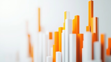 Poster - Abstract representation of data with orange and white vertical bars.