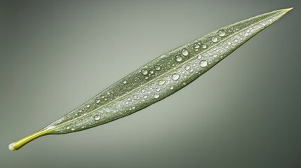 Poster - A close-up of a green leaf with water droplets, showcasing nature's beauty and detail.