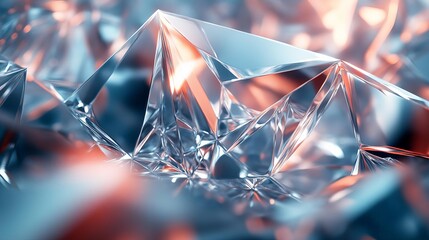 Poster - A stunning close-up of crystal formations showcasing intricate facets and shimmering light reflections, perfect for design and art projects.
