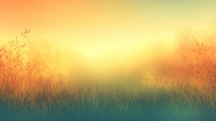 Poster - A serene landscape at sunset with soft colors and blurred grass.