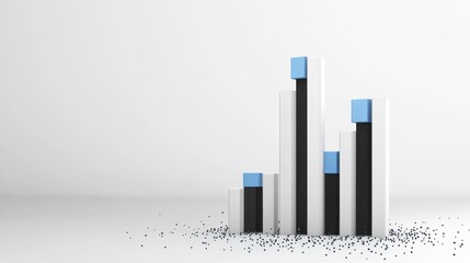 Poster - A 3D bar chart with varying heights and colors, representing data visualization.