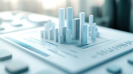 Poster - 3D data visualization with bar graphs and charts for analytical purposes.