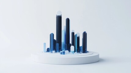 Aufkleber - Abstract representation of a cityscape with varying heights and shades of blue.