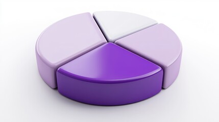 Poster - A 3D pie chart model with purple and white segments, representing data visualization.