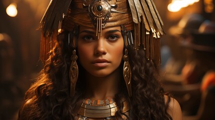 Wall Mural - stylized cinematic movie poster set in ancient egypt, with artistic hieroglyphic designs and cultura