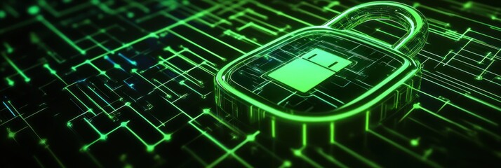 Aufkleber - A digital padlock on a circuit board background, symbolizing cybersecurity and data protection.