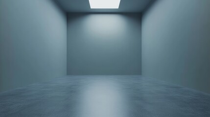 Poster - A minimalist room with smooth surfaces and a bright skylight.
