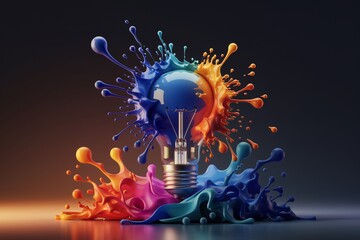 Wall Mural - vibrant exploding light bulb