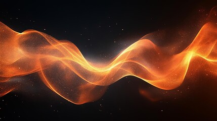 Poster - A stunning wave of orange light flows gracefully against a dark background, creating an ethereal and dynamic visual that evokes energy and movement.