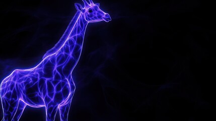 Aufkleber - A glowing, ethereal representation of a giraffe against a dark background.