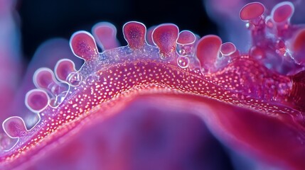 Wall Mural - Microscopic View Of A Pink Coral Polyp Structure