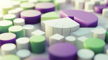 Poster - Abstract arrangement of colorful geometric shapes resembling data visualization elements.