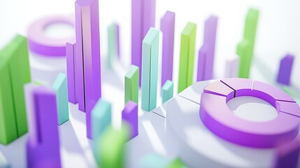 Aufkleber - Abstract data visualization with colorful bar and pie charts representing statistical information.