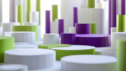 Aufkleber - Abstract representation of cylindrical shapes in varying heights and colors.