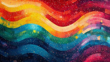 Poster - A vibrant and colorful abstract artwork featuring waves of bright colors and patterns, perfect for creative projects and design elements.