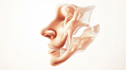 Aufkleber - A stylized representation of a human face highlighting facial anatomy and structure.