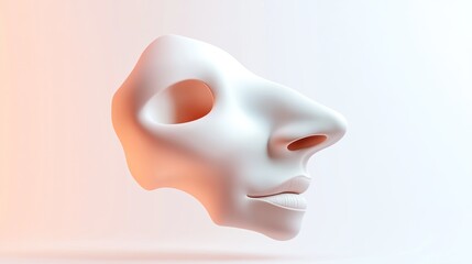 Poster - A stylized, abstract human face sculpture with smooth features and soft lighting.