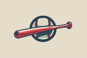 Poster - A classic logo design featuring a stylized baseball bat resting on top of a baseball A classic and iconic logo incorporating a stylized baseball bat and ball