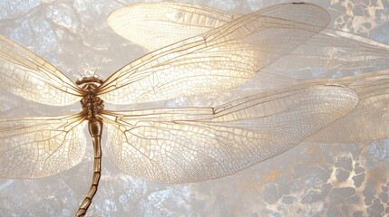 Poster - A close-up of a translucent dragonfly showcasing intricate wing structures.