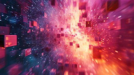 Poster - A vibrant explosion of colors and shapes, representing digital innovation and transformation in technology, creating a futuristic visual experience.