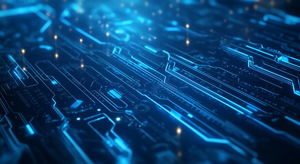 Aufkleber - Abstract representation of digital circuitry illuminated by blue lights