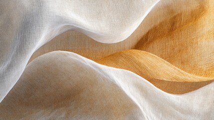 Aufkleber - A serene composition of flowing fabric in soft hues of white and gold.