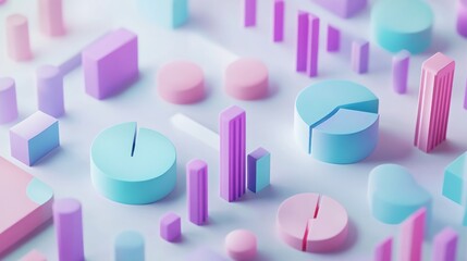 Aufkleber - Abstract data visualization with colorful geometric shapes representing graphs and statistics.