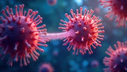 Poster - Microscopic view of phagosome formation. Macrophage engulfs particle. Biochemistry process. Medical research. Human disease study. Microbiology lab. Molecular drug development. Pharmaceutical