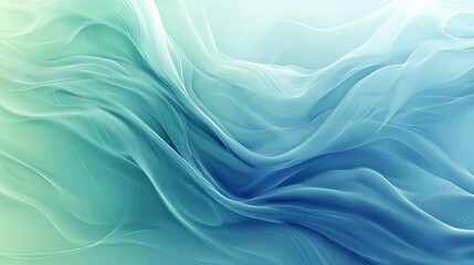 Poster - An abstract design featuring soft waves in a serene blend of blue and green hues, perfect for backgrounds, digital projects, and artistic themes.