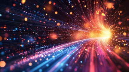 Poster - An abstract representation of digital energy flow, featuring vibrant colors and dynamic lights. Perfect for technology and innovation themes.