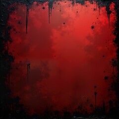 Poster - Dark red grunge texture background. Abstract red wall with black paint drips. Vintage aged surface. Blank space. Retro design. Grunge wallpaper. Messy art. Worn pattern. Dirty material. Red concrete.