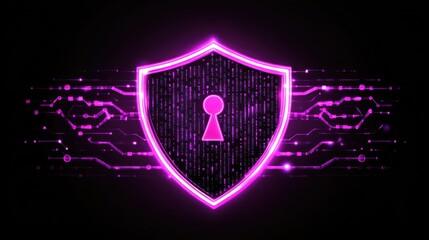 Poster - A digital shield graphic with a keyhole, symbolizing cybersecurity and protection.