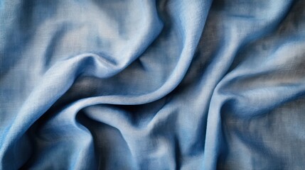 Aufkleber - A close-up of soft, wrinkled blue fabric, showcasing texture and color variations.