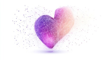 Aufkleber - A digital heart shape composed of connected lines and dots, symbolizing love and connection.