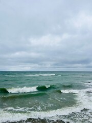 Sticker - Natural seascape background, cloudy sea horizon