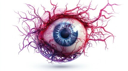 Poster - An artistic depiction of an eye surrounded by intricate, colorful veins.