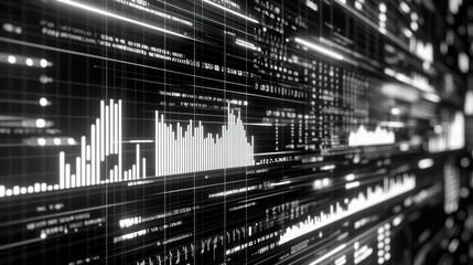Aufkleber - Abstract visualization of data with graphs and lines representing information flow.