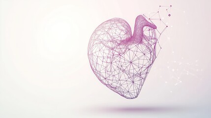 Poster - A digital representation of a heart, showcasing a network of lines and connections.